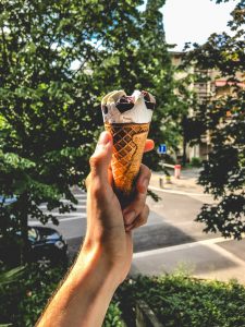person holding ice cream